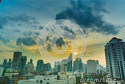 Sunshine morning time of Bangkok city Editorial Stock Photo
