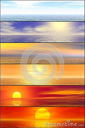 Sunshine seascape header set Stock Photo