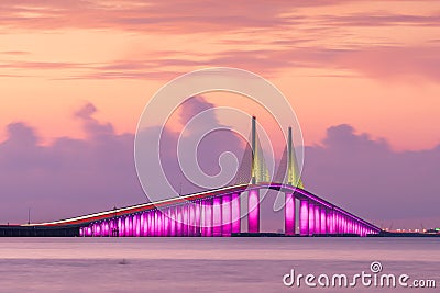 Sunshine Skyway Bridge spanning the Lower Tampa Bay Stock Photo