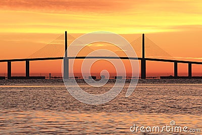 Sunshine Skyway bridge at sunrise Stock Photo