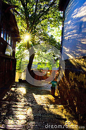 Sunshines of The ancient town of Lijiang Editorial Stock Photo