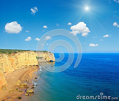 Sunshiny Praia da Afurada Algarve, Portugal. Stock Photo