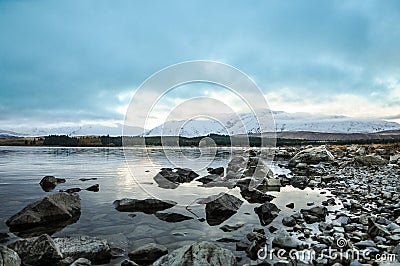 Before sunsire at paradise places in South New Zealand / Lake Tekapo / Church of the Good Shepherd Stock Photo