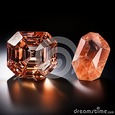The sunstone gem is a fiery beauty, displaying warm shades of orange and gold Stock Photo