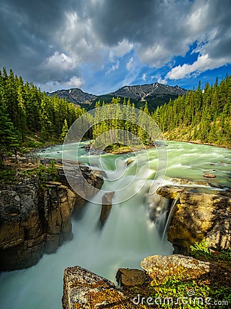 Sunwapta Falls in Jasper National Park, Canada Stock Photo