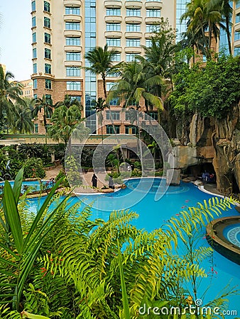 Sunway Lagoon hotel swimming pool Editorial Stock Photo