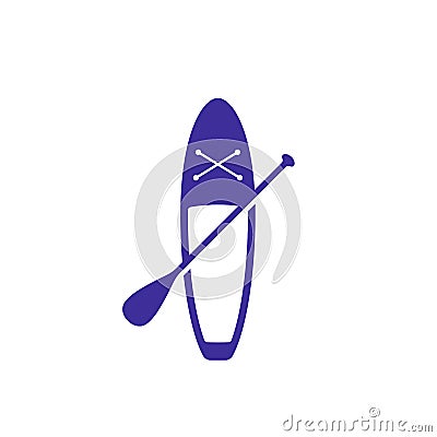 SUP board with paddle icon on white Vector Illustration