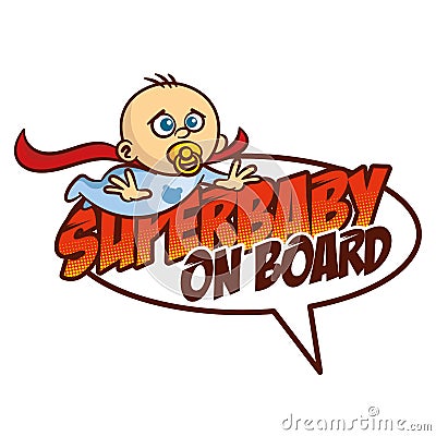 Super baby on board Superhero logo Vector Illustration