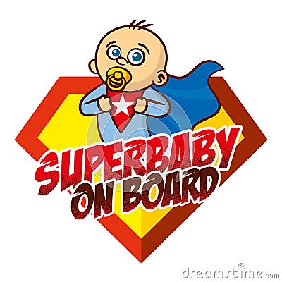 Super baby on board Superhero logo Vector Illustration