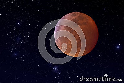 Super Blood Wolf Total Lunar Eclipse Composite Stock Photo