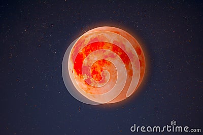 Super bloody moon on the sky Stock Photo