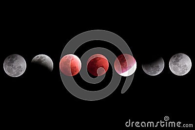 Super blue blood moon timeline collection Stock Photo