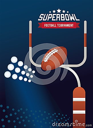 super bowl championship lettering in poster with balloon and arch Vector Illustration