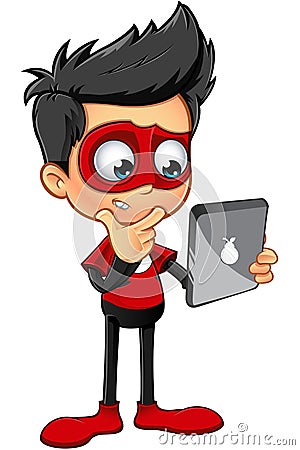 Super Boy In Red Character Vector Illustration