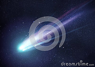 Super Bright Comet at Night Stock Photo