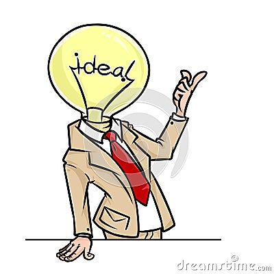 Super brilliant idea businessman lamp character cartoon Cartoon Illustration