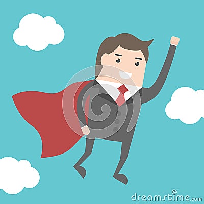 Super businessman flying Vector Illustration