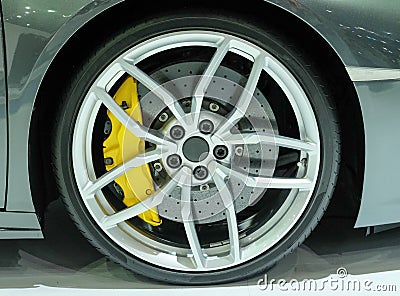 Super car disc brake. Car wheel Stock Photo