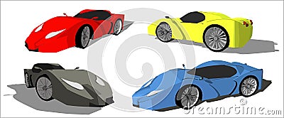 Super car in many colors Vector Illustration