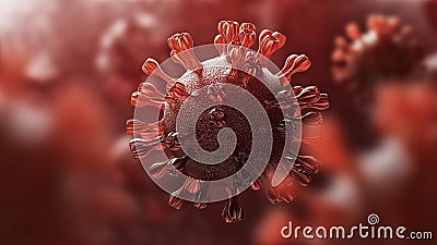 Super closeup Coronavirus COVID-19 in human lung body background. Science and microbiology concept. Red Corona virus outbreak Cartoon Illustration