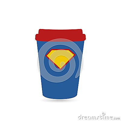 Super coffee for super hero power cup Vector Illustration