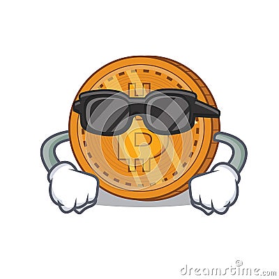 Super cool bitcoin coin character cartoon Vector Illustration