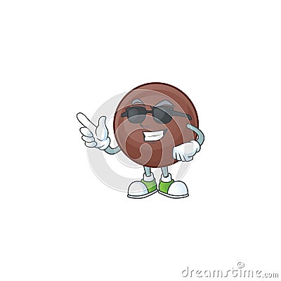 Super cool chocolate ball character wearing black glasses Vector Illustration
