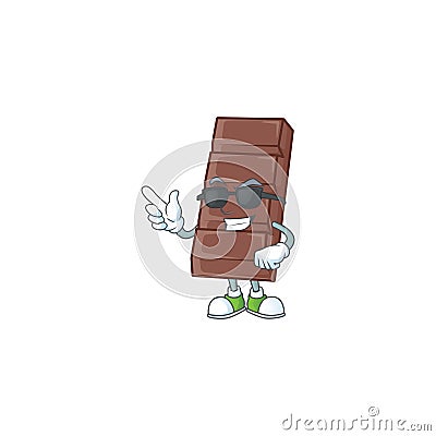 Super cool chocolate bar character wearing black glasses Vector Illustration