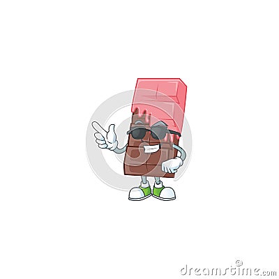 Super cool chocolate bar with pink cream character wearing black glasses Vector Illustration