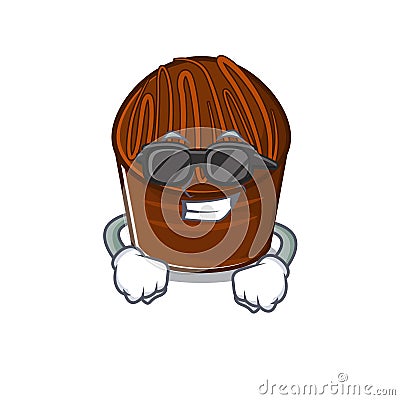 Super cool chocolate candy character wearing black glasses Vector Illustration