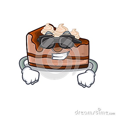 Super cool chocolate cheesecake character wearing black glasses Vector Illustration