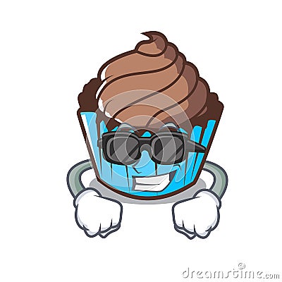 Super cool chocolate cupcake character cartoon Vector Illustration