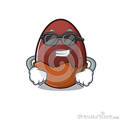 Super cool chocolate egg character wearing black glasses Vector Illustration