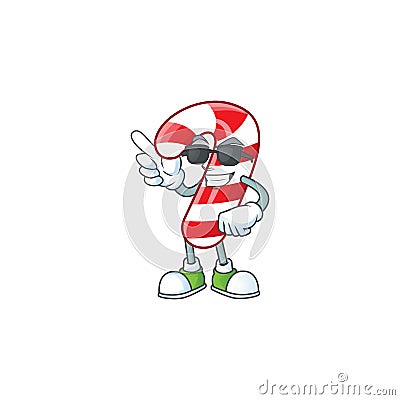 Super cool christmas candy cane character wearing black glasses Vector Illustration