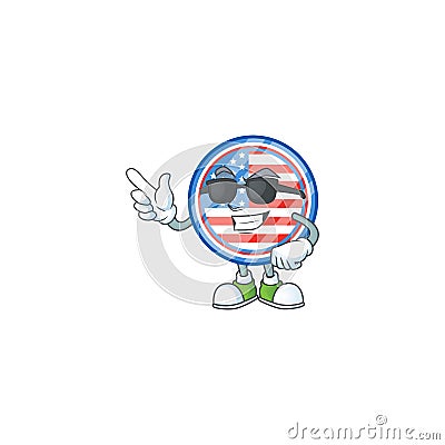 Super cool circle badges USA mascot character wearing black glasses Vector Illustration