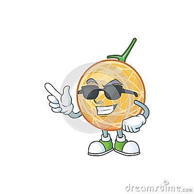 Super cool fruit cantaloupe cartoon character for food Vector Illustration