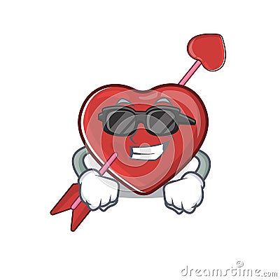 Super cool heart and arrow character wearing black glasses Vector Illustration