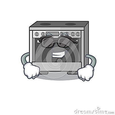 Super cool kitchen stove character wearing black glasses Vector Illustration