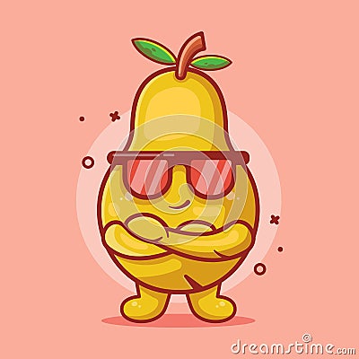 Super cool pear fruit character mascot isolated cartoon in flat style design. great resource for icon,symbol, logo, sticker,banner Stock Photo