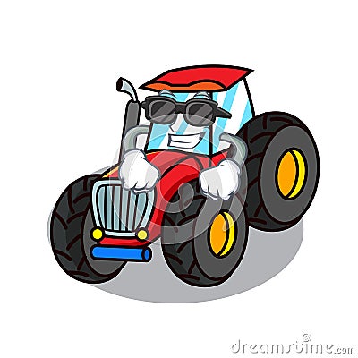 Super cool tractor character cartoon style Vector Illustration