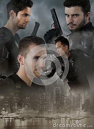 Super cops - four men of the special forces Stock Photo