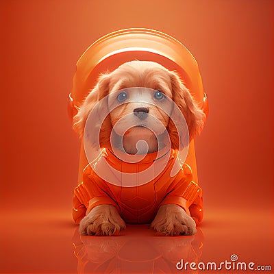 Super cute pet astronaut puppy dog Stock Photo