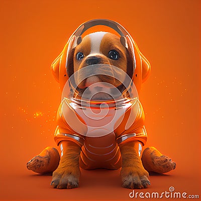 Super cute pet astronaut puppy dog Stock Photo