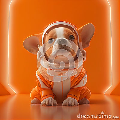 Super cute pet astronaut puppy dog Stock Photo