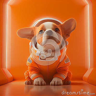 Super cute pet astronaut puppy dog Stock Photo