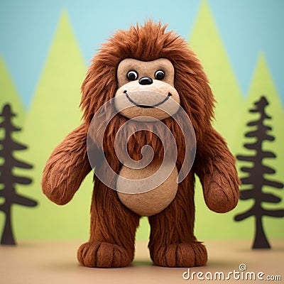 Super Cute Stuffed Gorilla: Playful Character Design For Stop-motion Animation Stock Photo