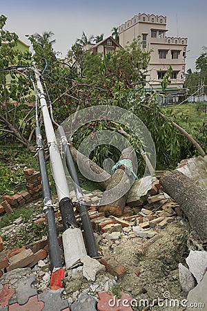 Super cyclone Amphan caused devastation, West Bengal, India Stock Photo