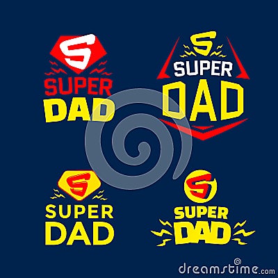 Super Dad emblems Vector Illustration