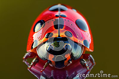 Super detailed macro shot of red ladybug. Stock Photo