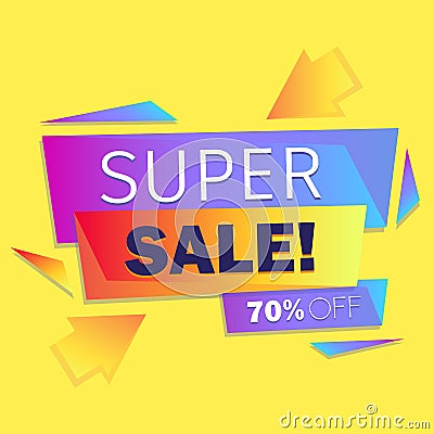 Super discount. Advertising banner. 70% cheaper Vector Illustration
